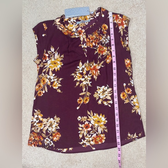 Daniel Rainn Burgundy Floral Blouse | Size PXS | NWT - Picture 8 of 13